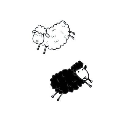 Two Sheep (Black & White)